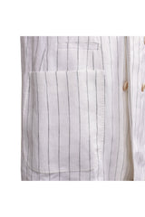 Men's White Linen Striped Suit