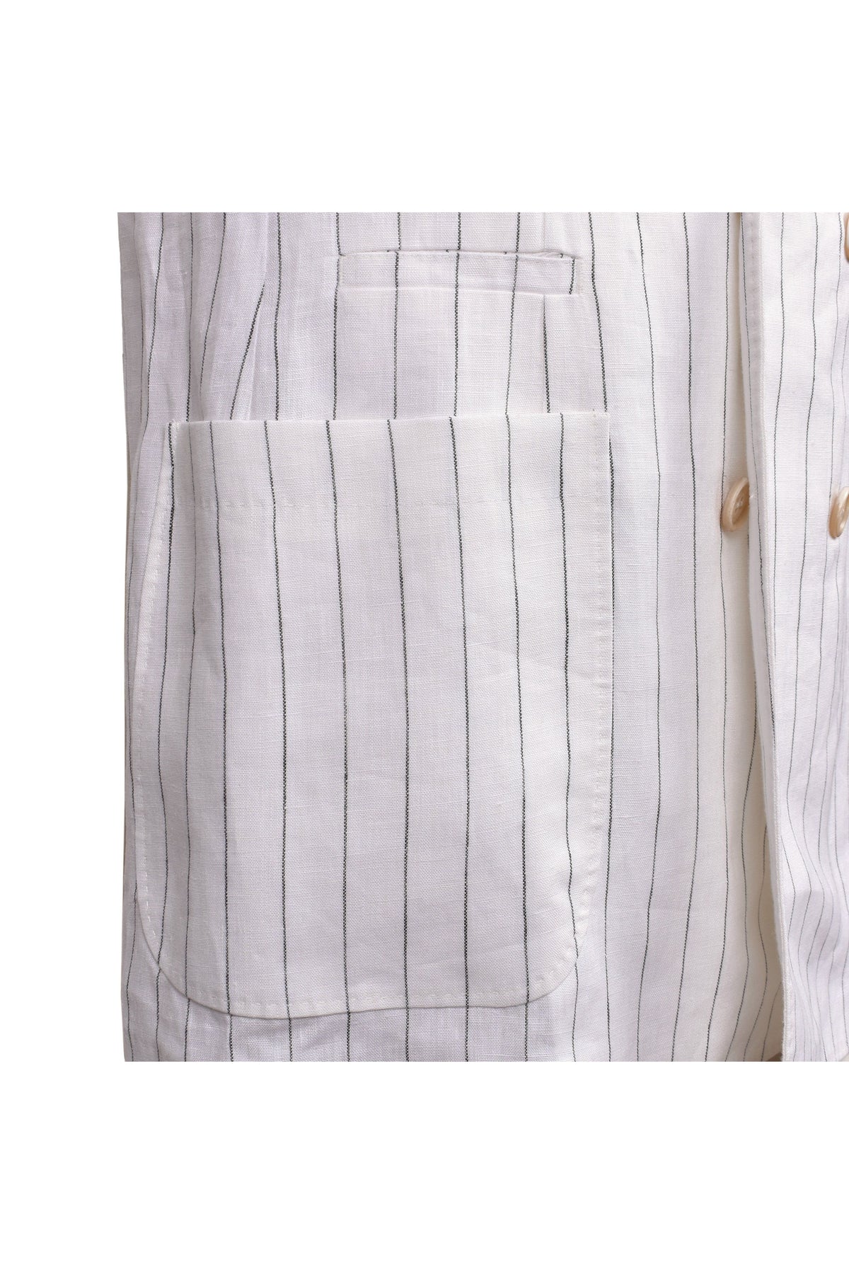 Men's White Linen Striped Suit