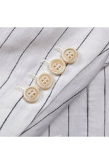 Men's White Linen Striped Suit