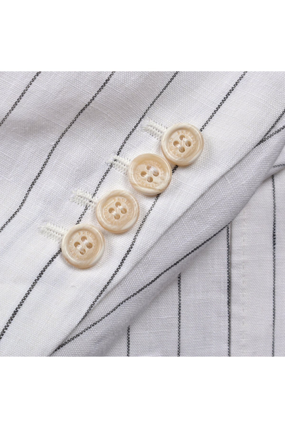 Men's White Linen Striped Suit