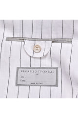 Men's White Linen Striped Suit