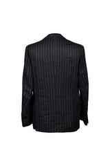 Men's Black Linen Striped Suit