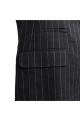 Men's Black Linen Striped Suit