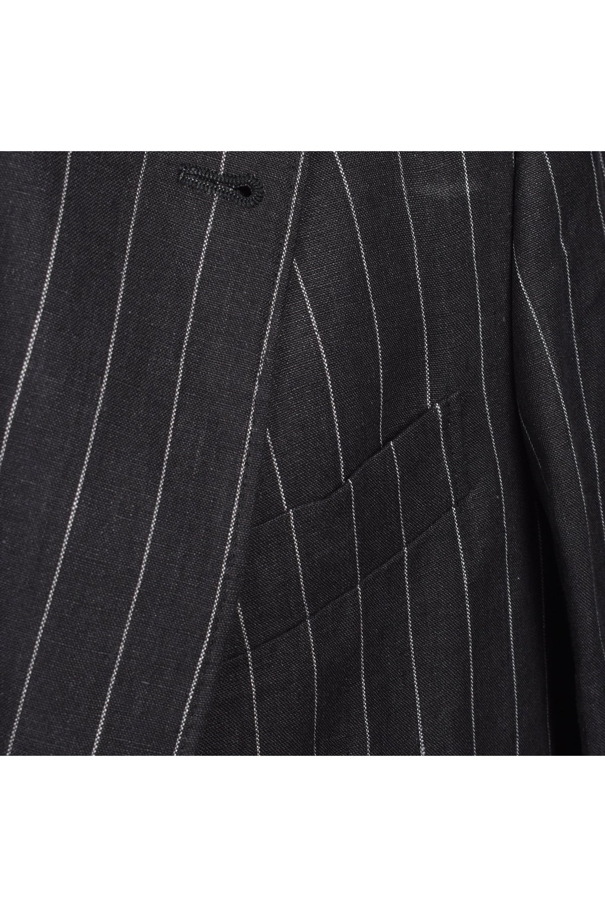 Men's Black Linen Striped Suit