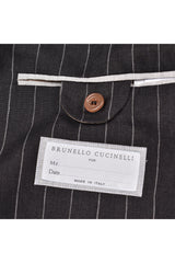 Men's Black Linen Striped Suit
