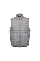 Men's 100% Virgin Wool Zip Up Quilted Casual Puffer Vest