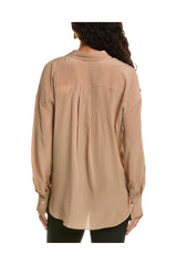 Brunello Cucinelli Women's Almond Silk Relaxed Shirt