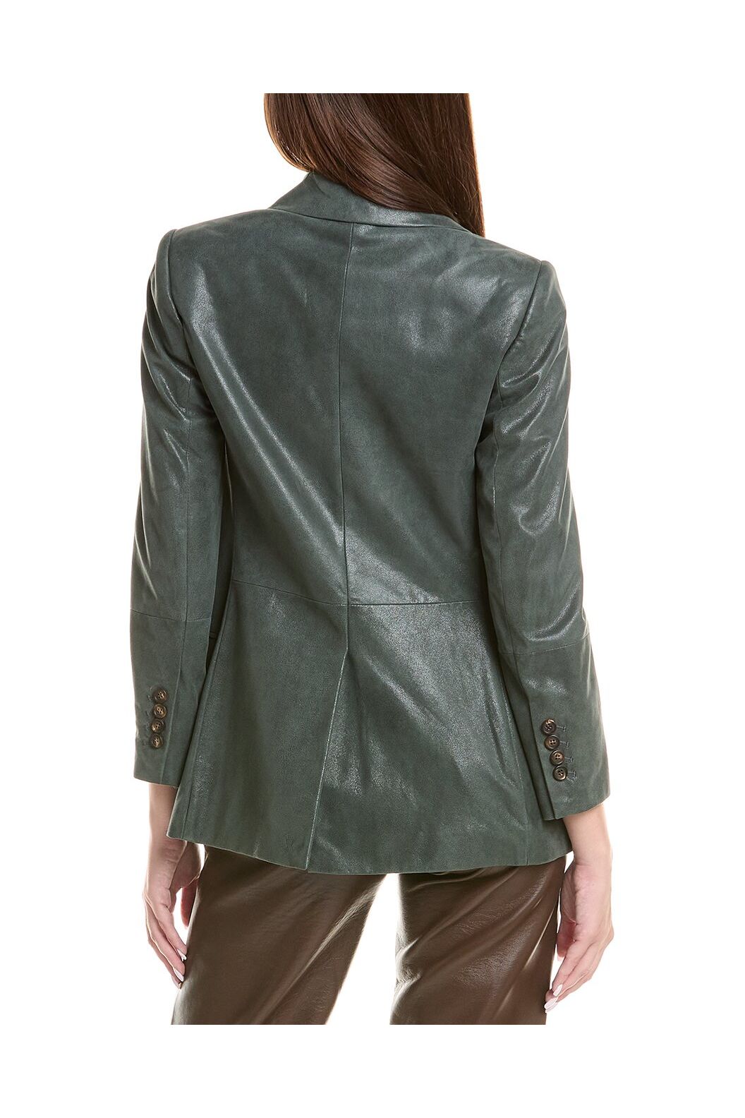 Women's Dark Green Leather Blazer