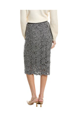 Brunello Cucinelli Women's Grey Lace Pencil Skirt