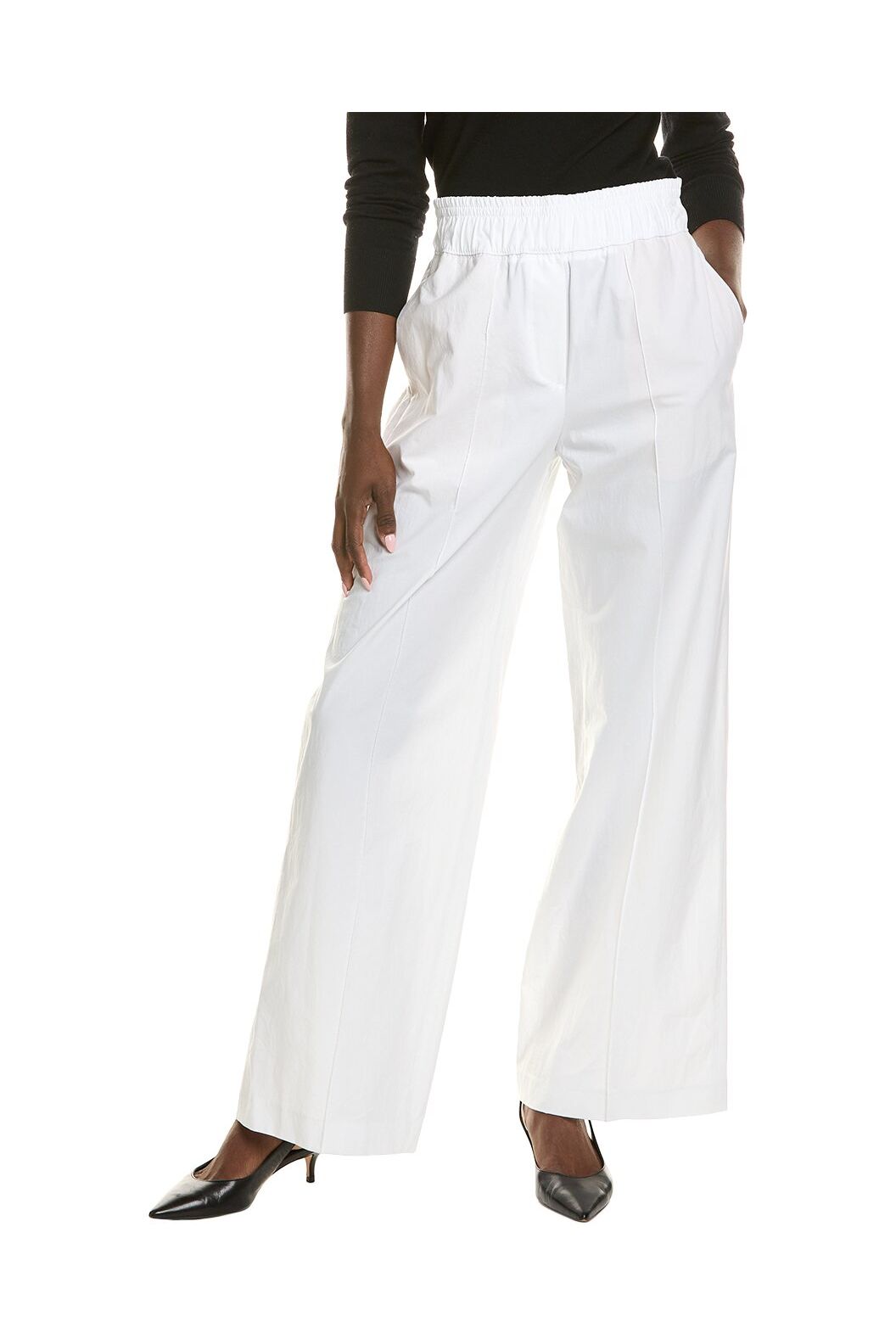 Women's White Wide Leg Trousers