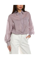 Brunello Cucinelli Women's Light Purple Silk Cotton Shirt