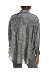 Brunello Cucinelli Women's Grey Paisley Oversized Shirt