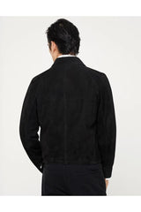 Men's Black Leather Zip Jacket