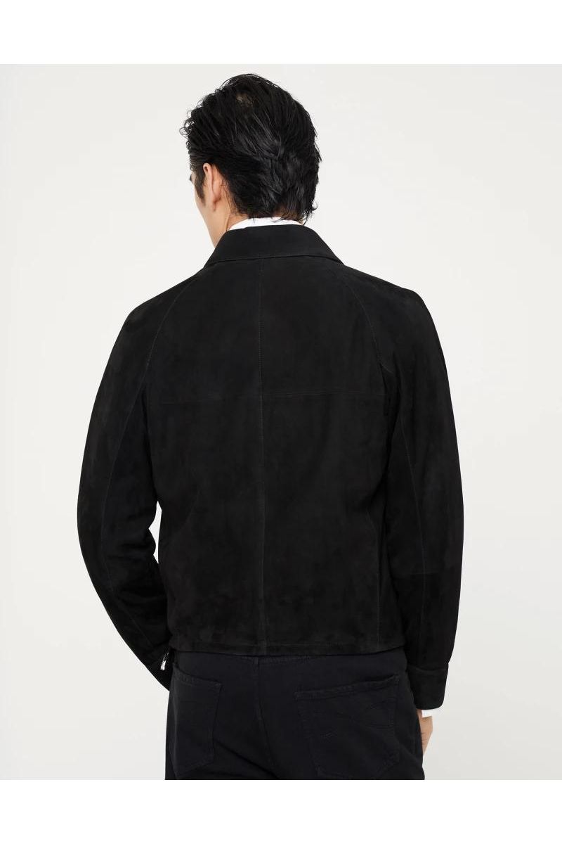 Men's Black Leather Zip Jacket