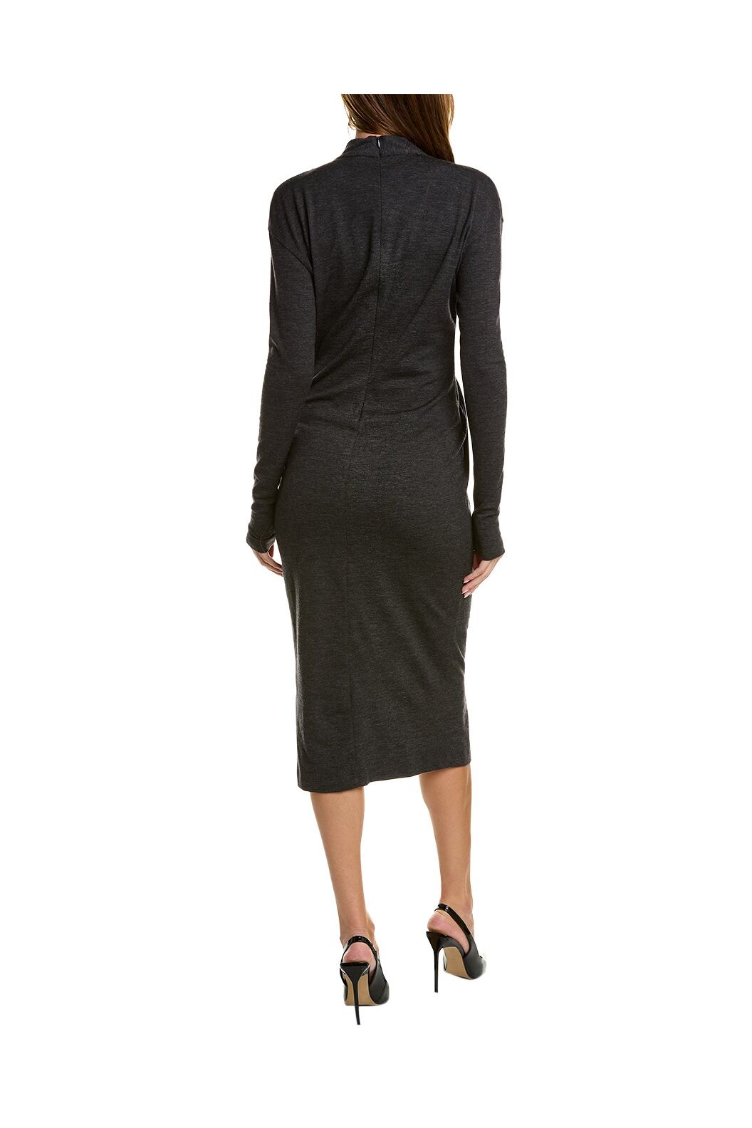 Women's Dark Grey Wool Wrap Dress