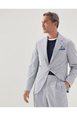 Men's Blue White Striped Blazer