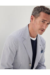 Men's Blue White Striped Blazer