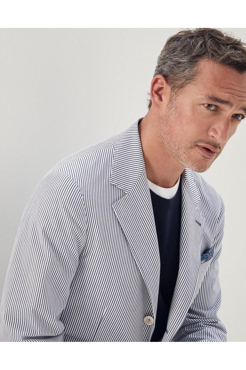 Men's Blue White Striped Blazer