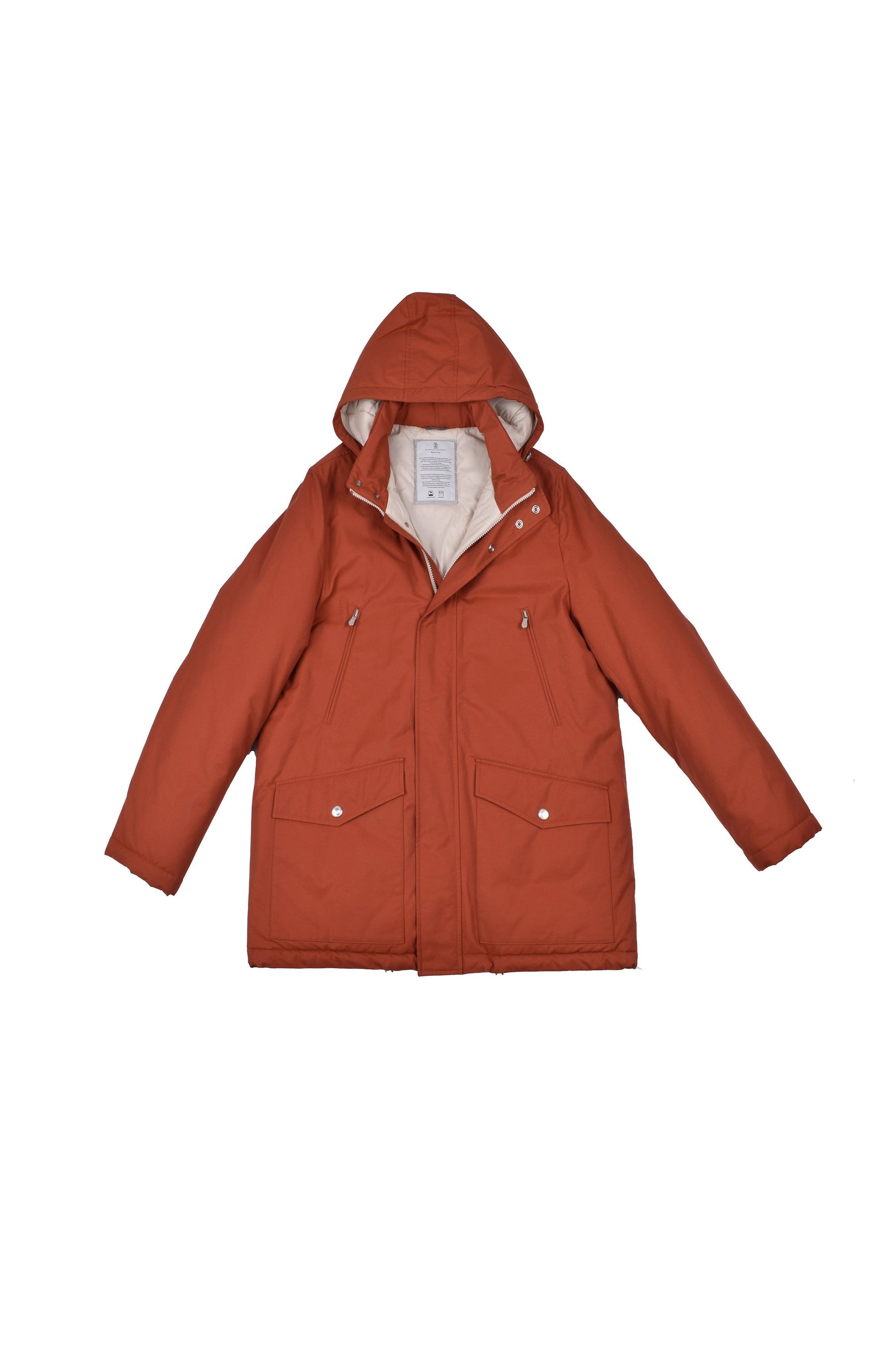 Brunello Cucinelli Men's Rust Cotton Blend Puffer Jacket