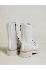 Women's White High-Top Lace-Up Boots