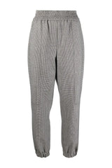 Women's Gray Houndstooth Elastic Trousers