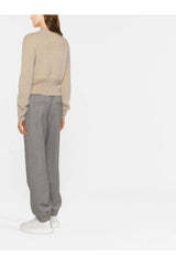 Women's Gray Houndstooth Elastic Trousers