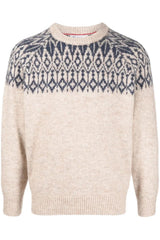 Men's Beige Patterned Knit Sweater
