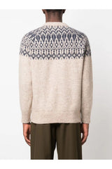 Men's Beige Patterned Knit Sweater
