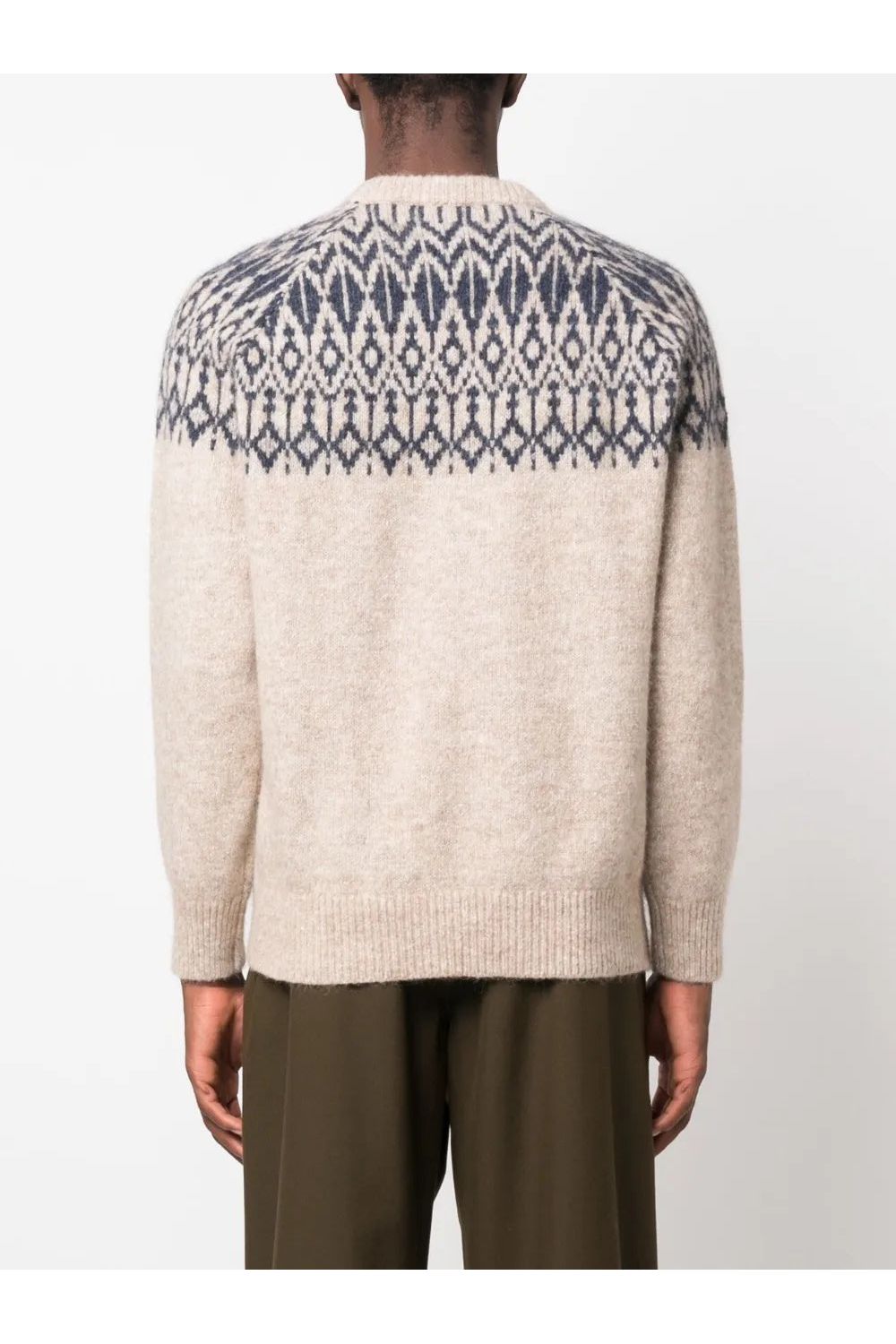 Men's Beige Patterned Knit Sweater