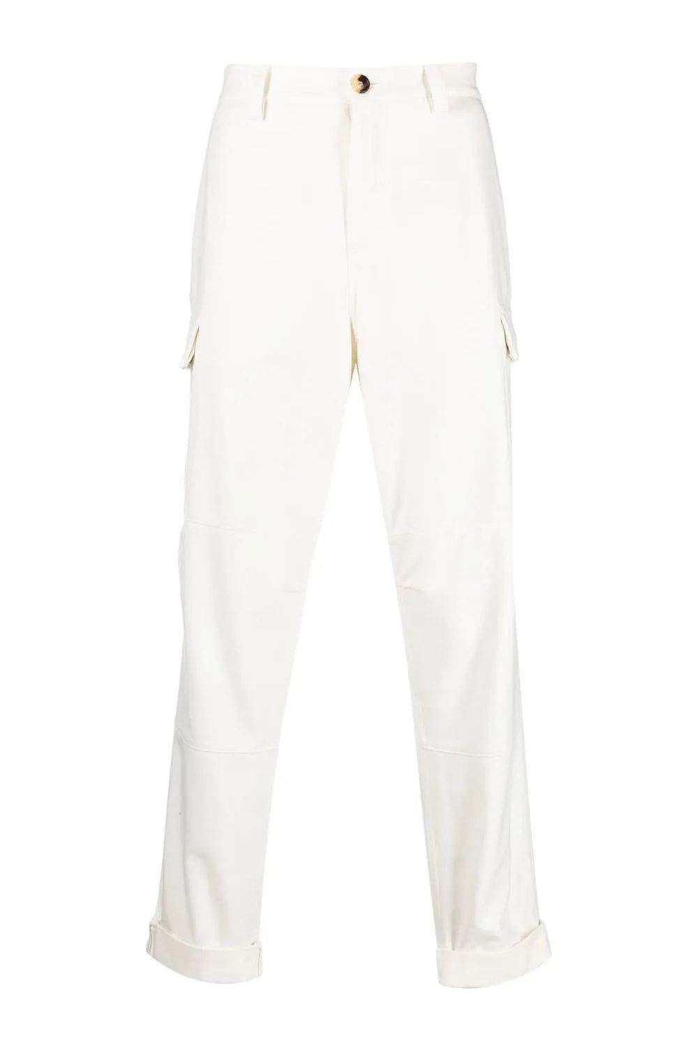 Men's Cream Relaxed Cargo Trousers