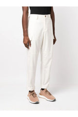 Men's Cream Relaxed Cargo Trousers