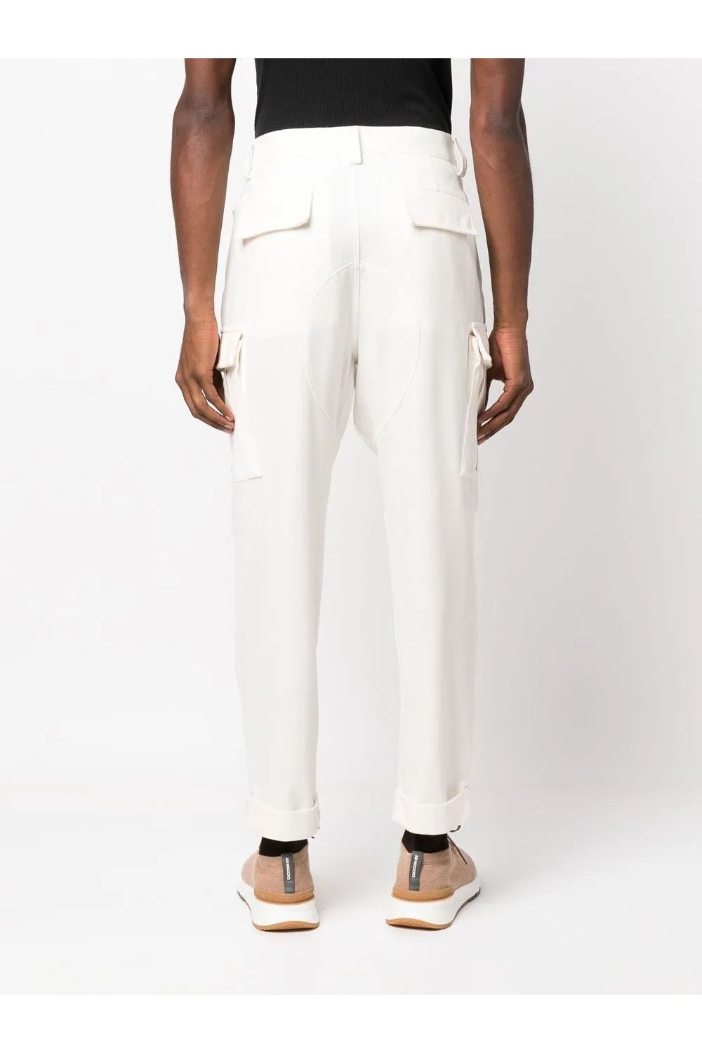 Men's Cream Relaxed Cargo Trousers