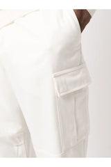 Men's Cream Relaxed Cargo Trousers