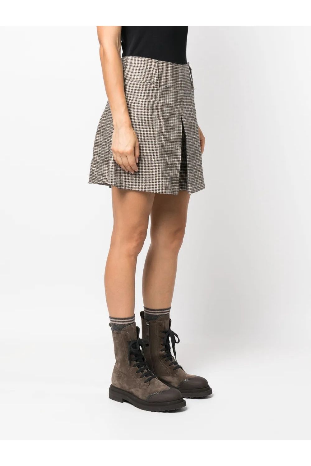 Women's Houndstooth Pleated Tailored Shorts