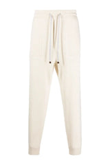 Men's Cream Wool Ribbed Trousers