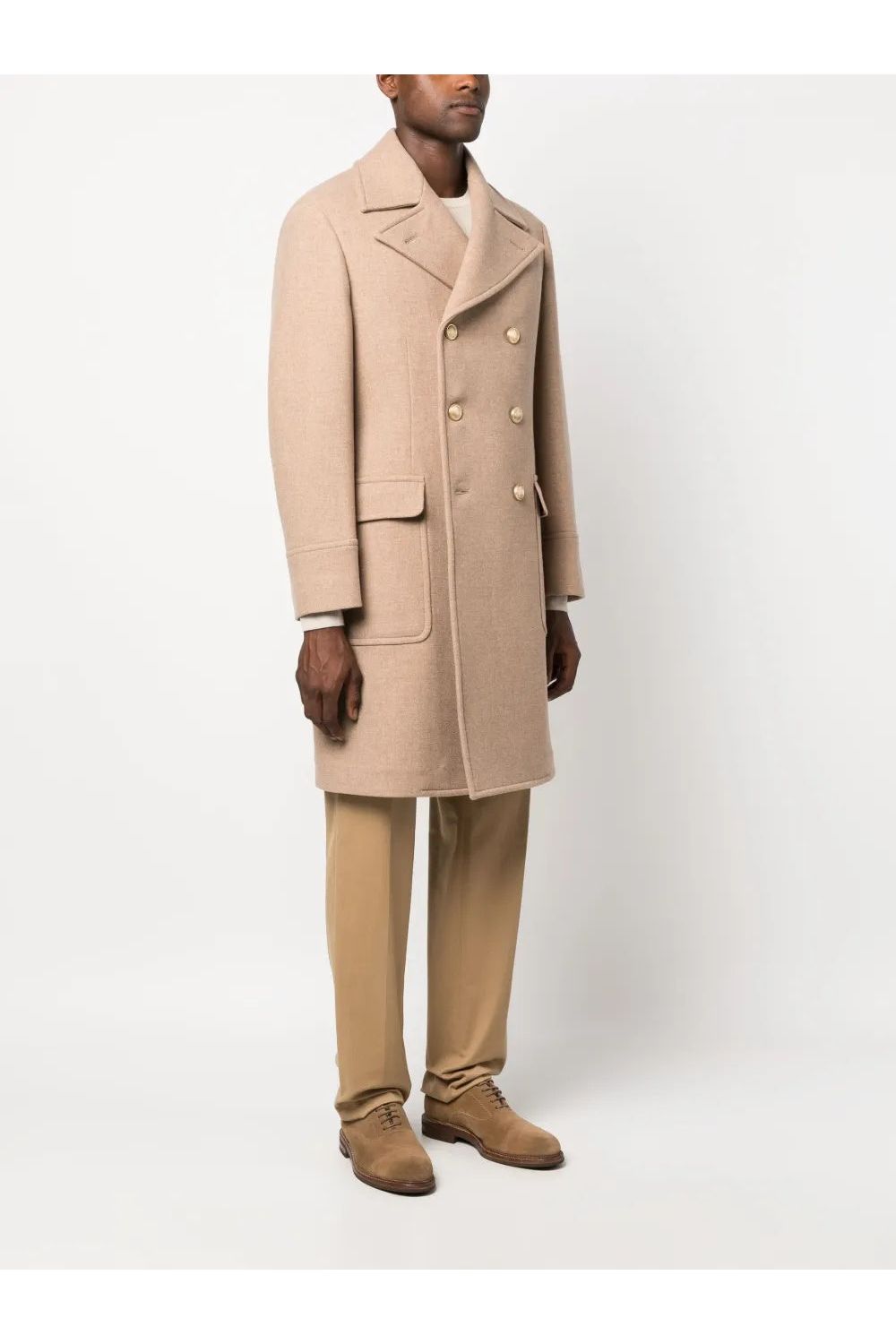 Men's Light Camel Wool Double Breasted Jacket