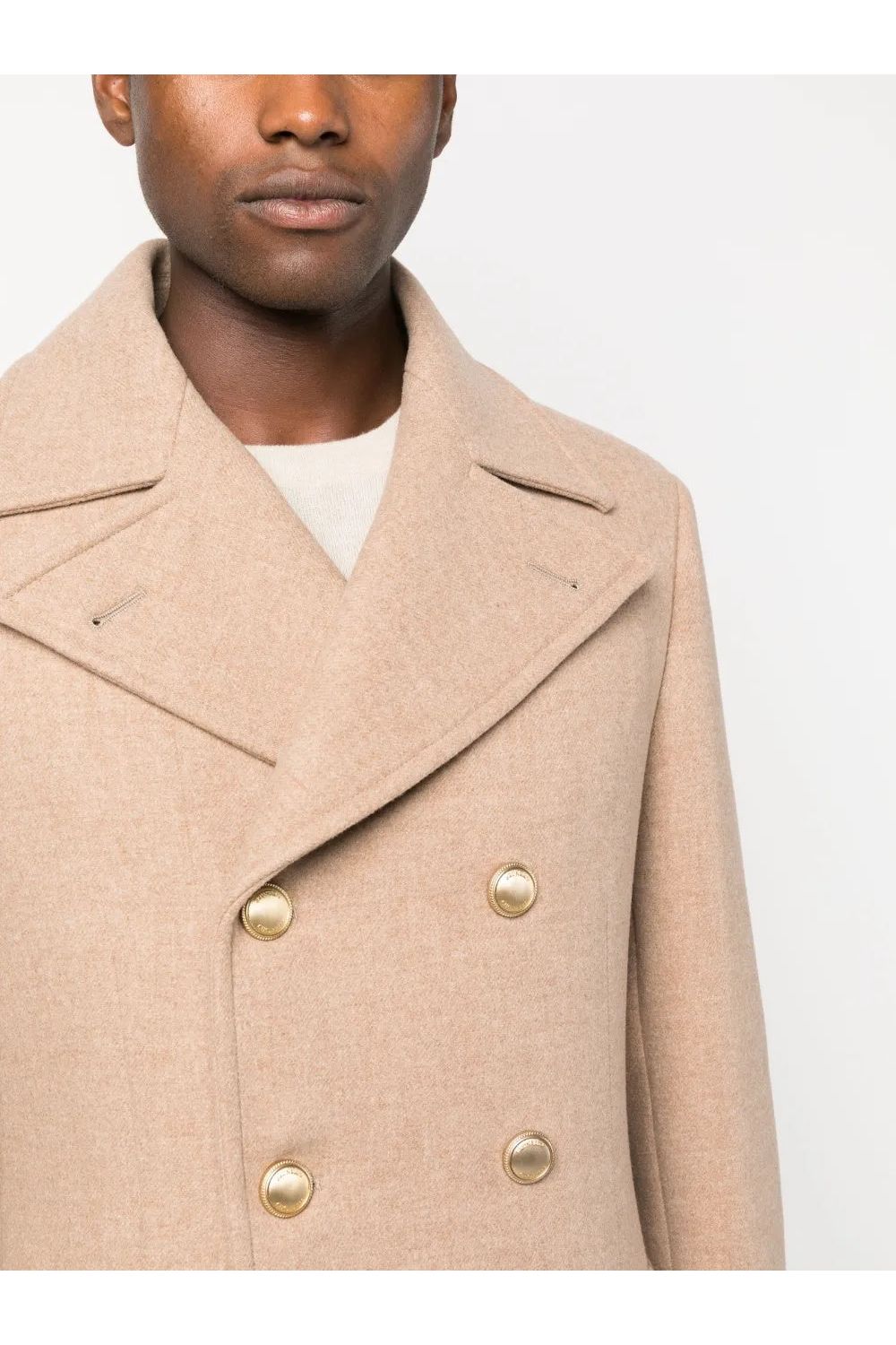 Men's Light Camel Wool Double Breasted Jacket