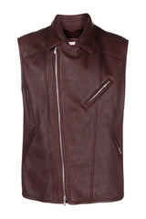 Men's Burgundy Leather Biker Jacket