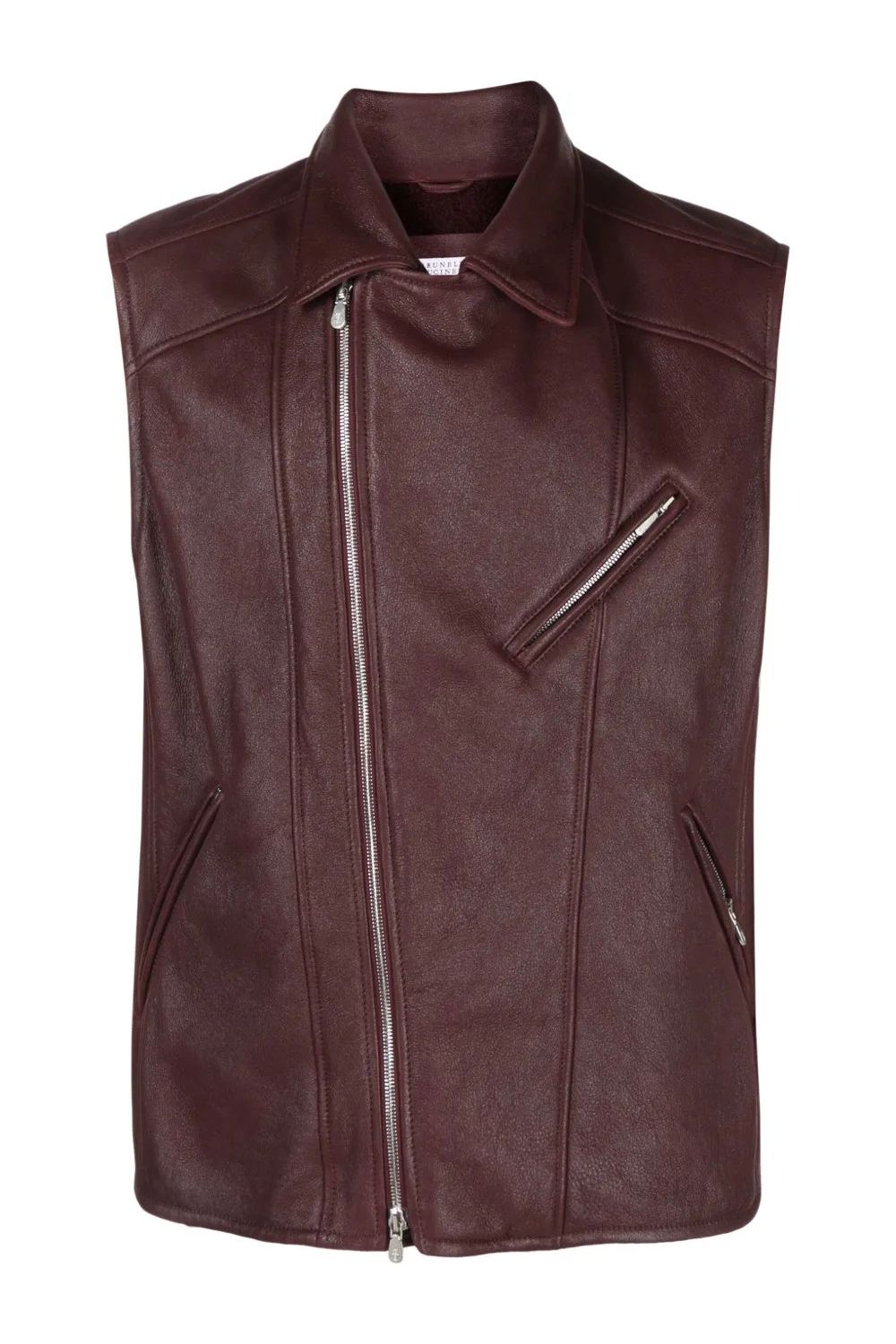 Men's Burgundy Leather Biker Jacket