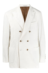 Brunello Cucinelli Men's White Double Breasted Blazer
