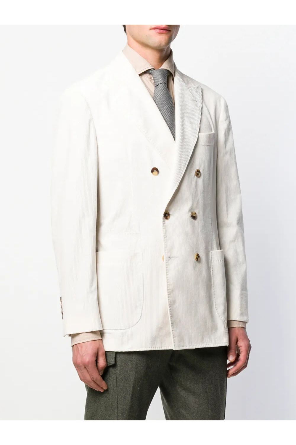 Brunello Cucinelli Men's White Double Breasted Blazer