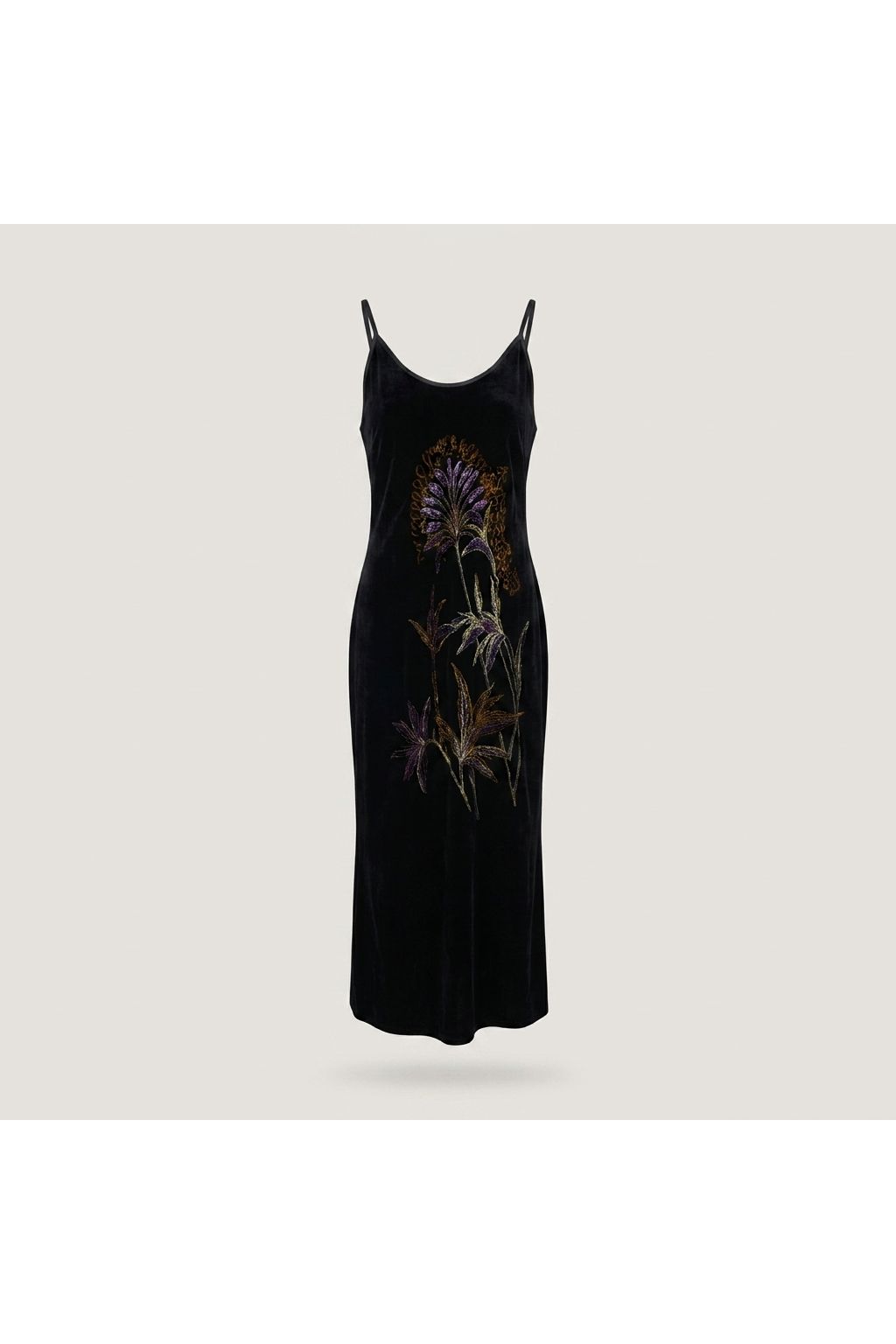 Floral Velvet Slip Dress | Black