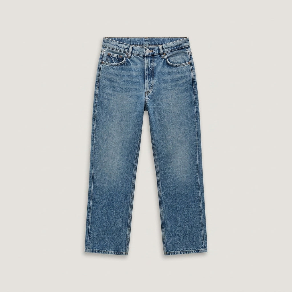 Blue High Waisted Straight Jeans