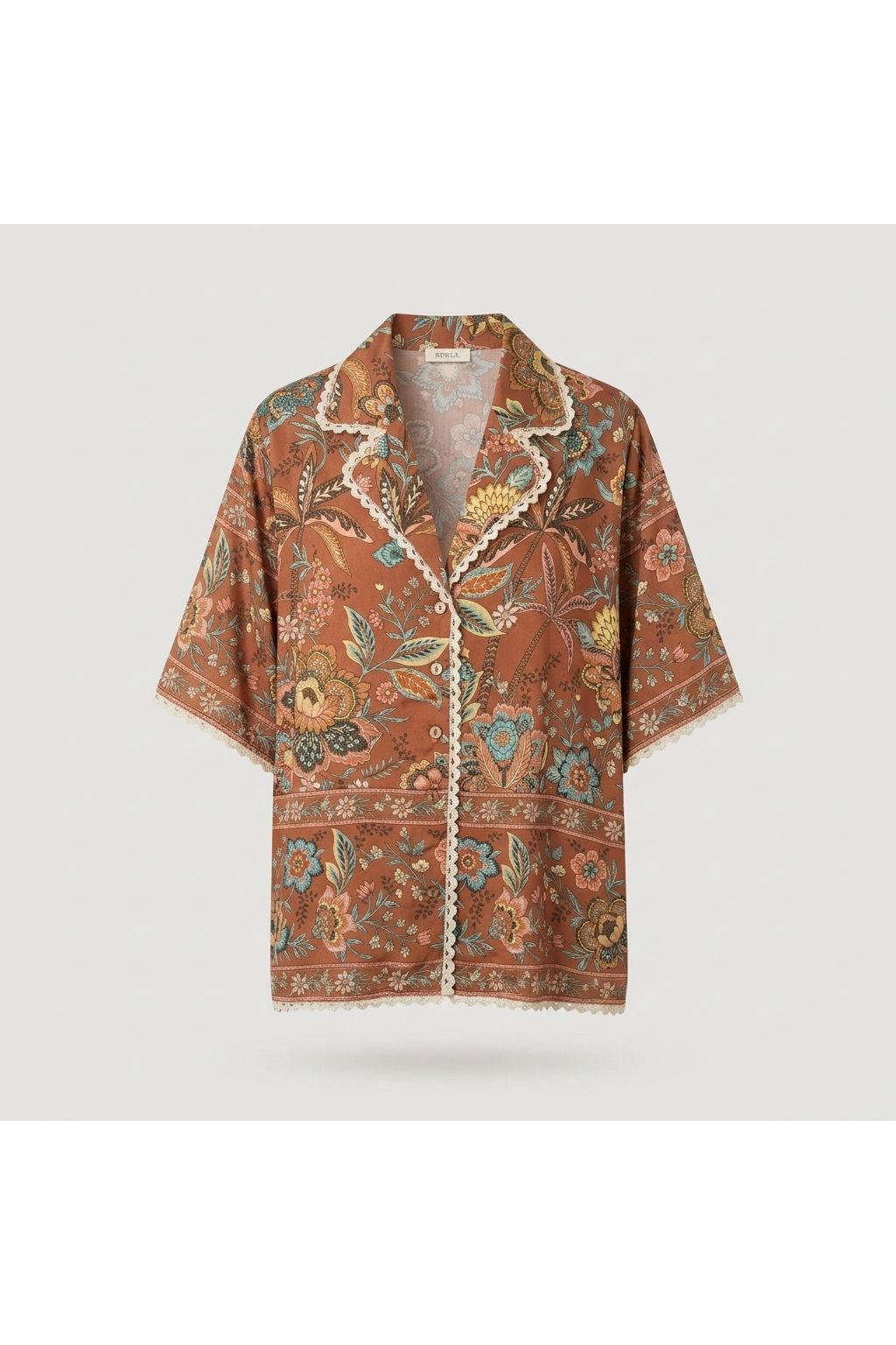 Floral Lace Trim Blouse | Multi