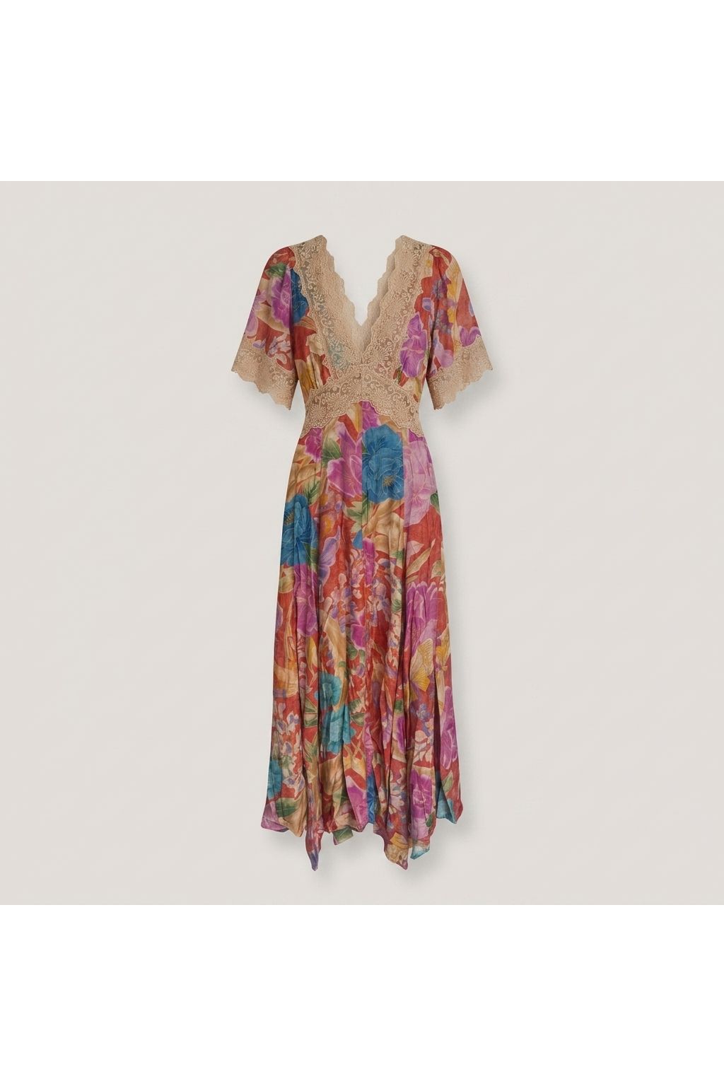 Floral Lace-Trim Maxi Dress | Multi