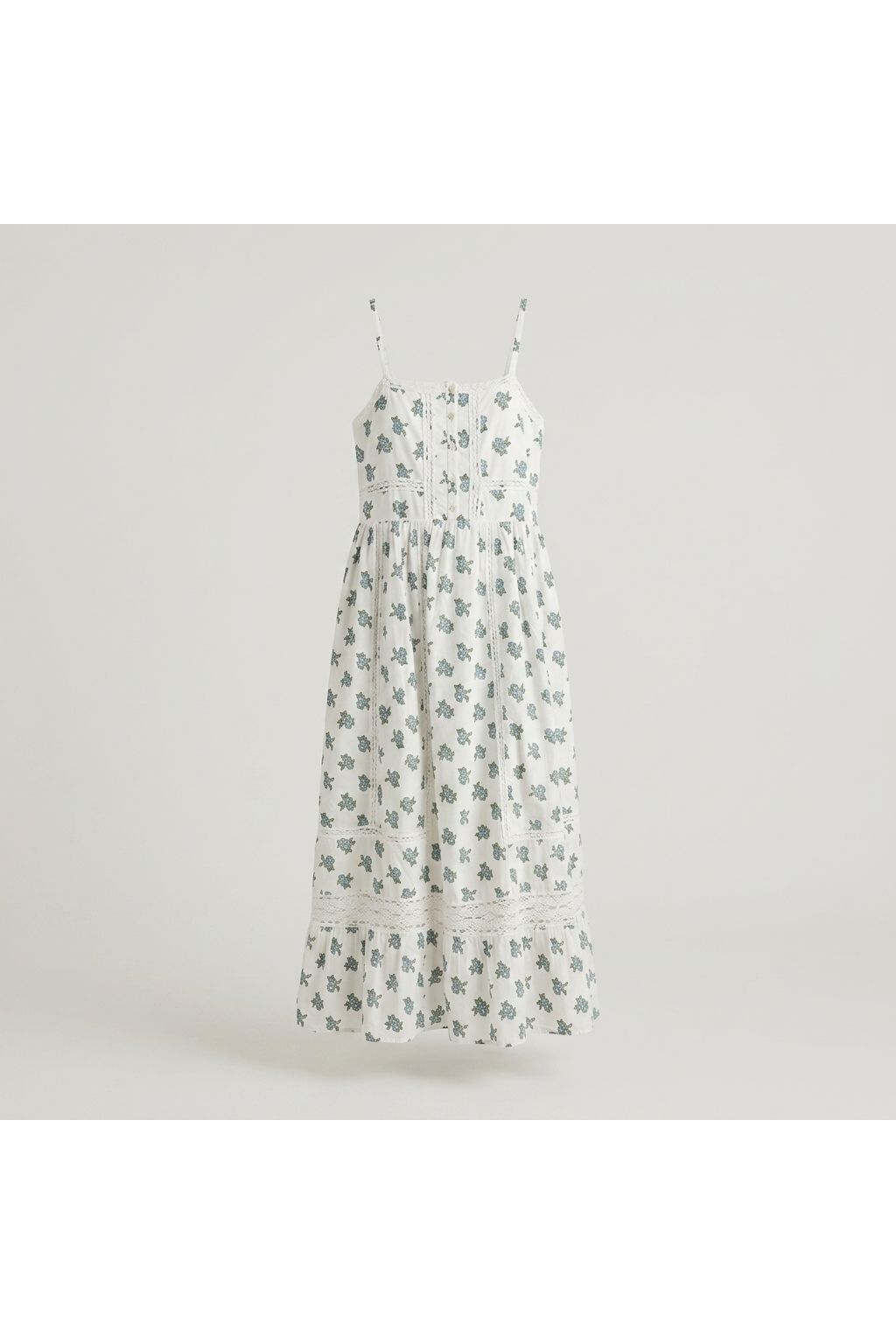 Floral Lace-Trim Maxi Dress | White