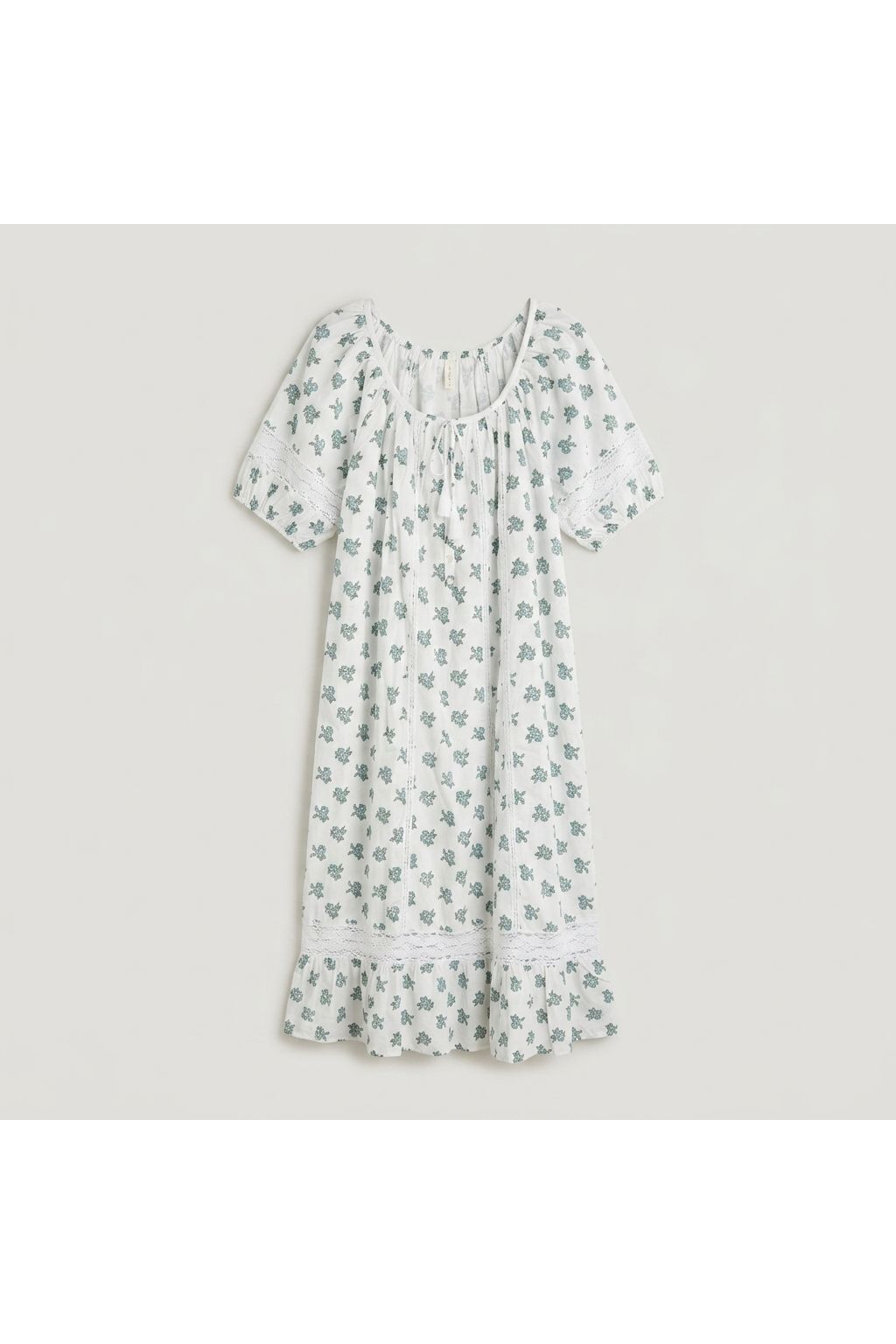 Floral Lace Trim Midi Dress | White