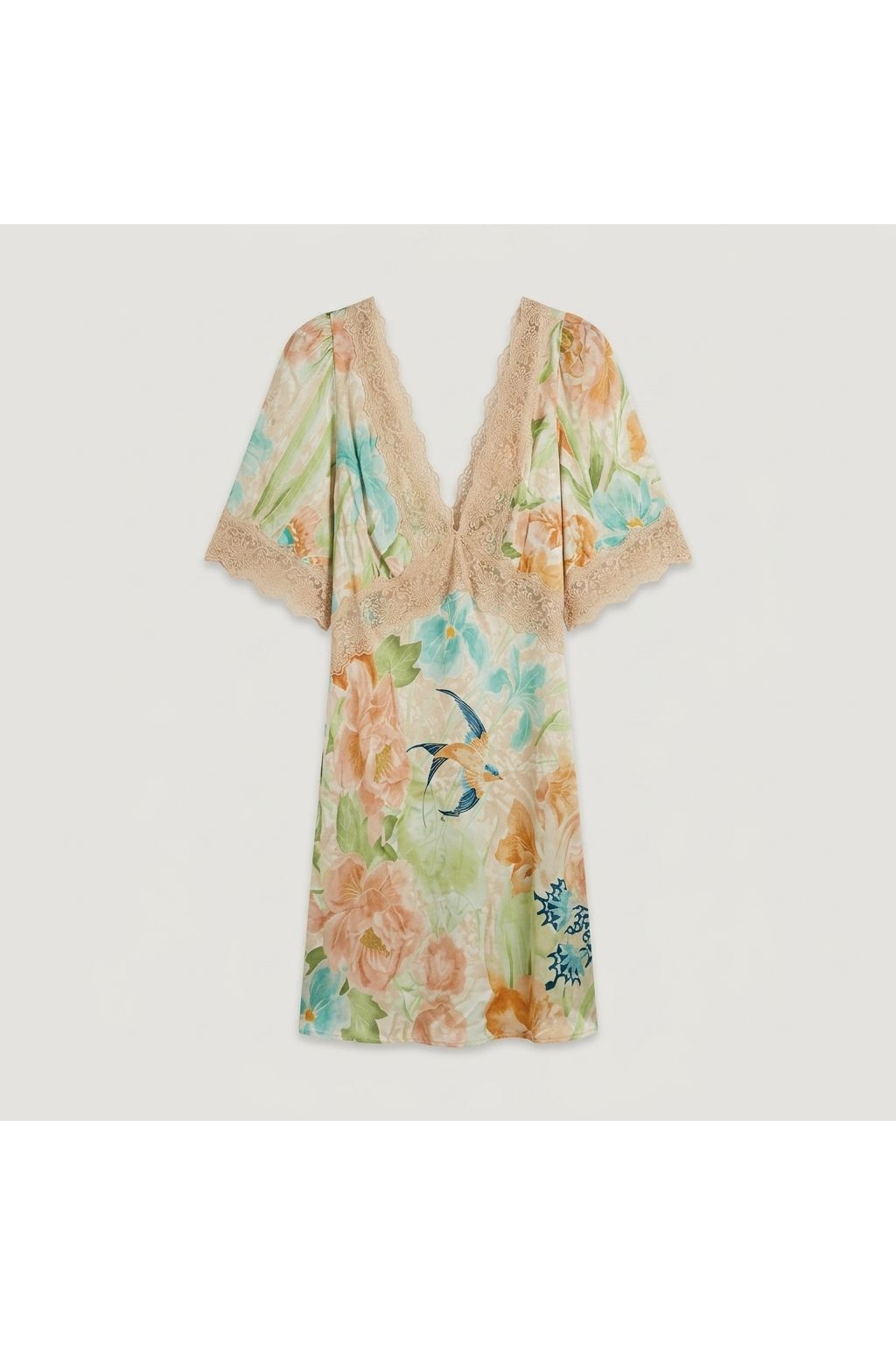 Floral Lace-Trimmed Mini Dress | Multi