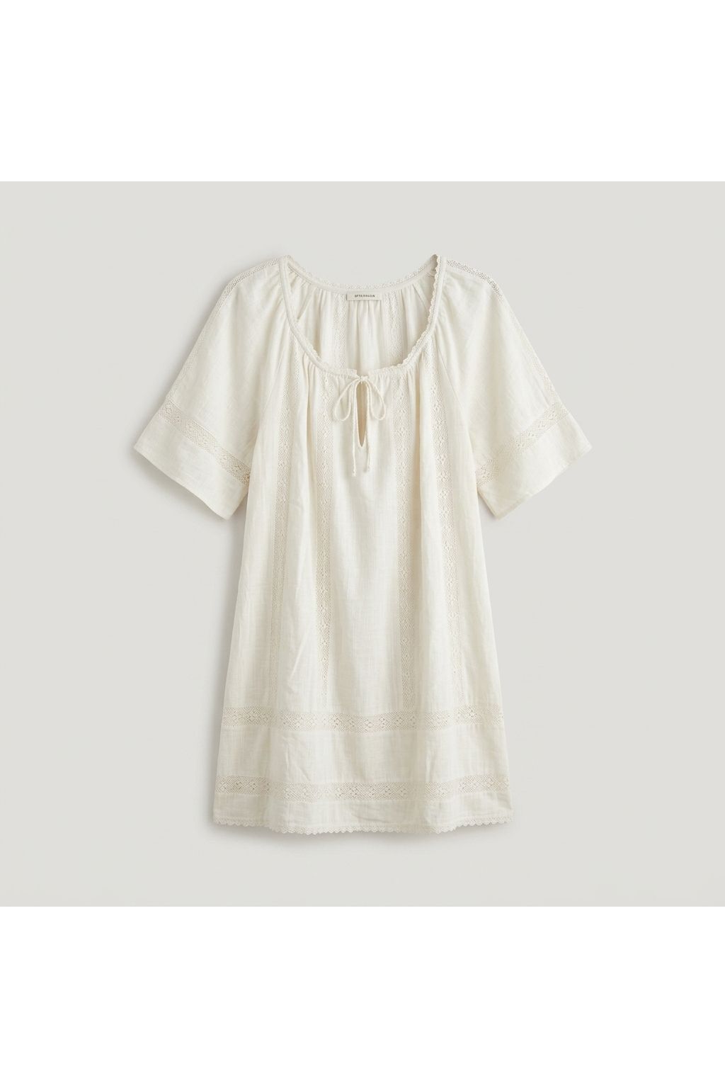 Lace Trim Mini Dress | White