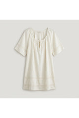 Lace Trim Mini Dress | White